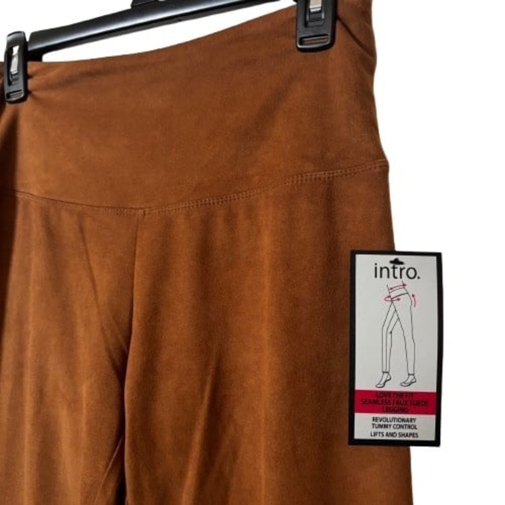 Intro Love the Fit Women's Leggings Small NWT Faux Suede Seamless Brown - Picture 3 of 5